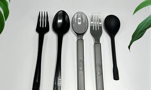 Disposable plastic fork and spoon